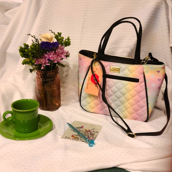 Betsey Johnson Handbags - Betsy Johnson Satchel Pastel with Hearts Bag
